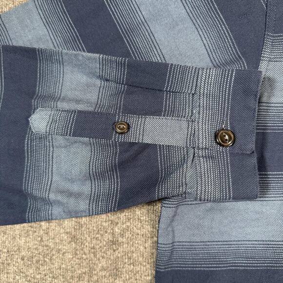 Patagonia Hoodie Mens Large Blue Lightweight Fjord Flannel Hoody Striped Organic - Picture 9 of 16